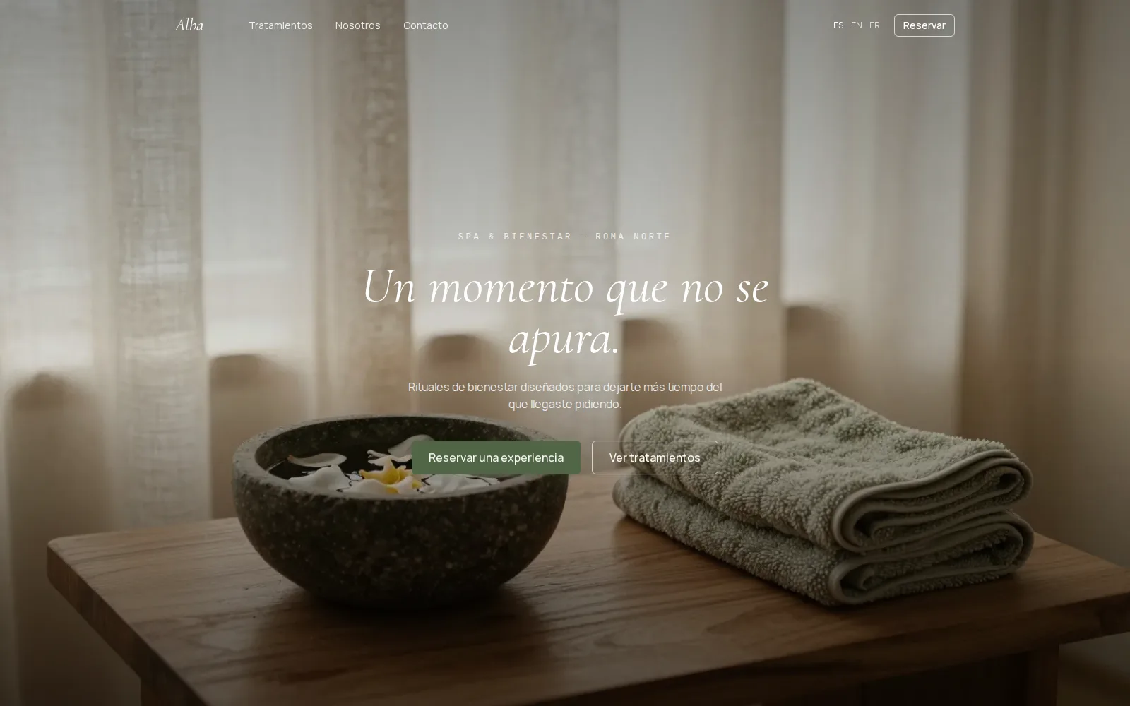 Página de inicio de Alba, la primera plantilla construida sobre Kenza UI